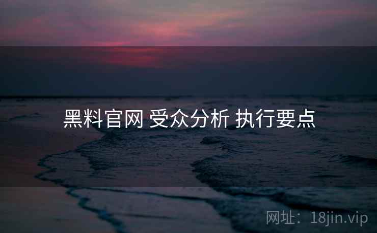 黑料官网 受众分析 执行要点